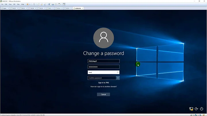 Change domain user password from client machine running Windows 10