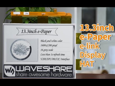 Waveshare 13-3inch E Paper E Ink Display HAT For Raspberry Pi- 1600×1200- 16 Grey Scales