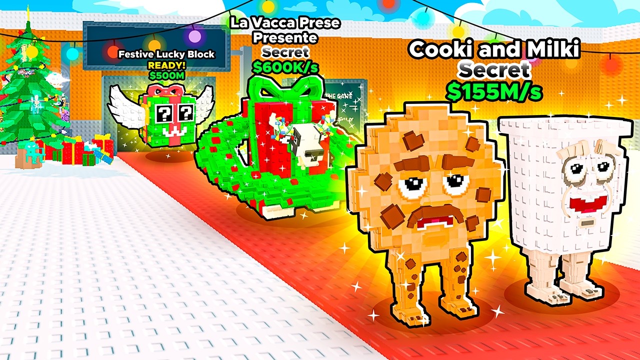 Abrindo 100 LUCKY BLOCKS FESTIVAS de NATAL no Roube Um Brainrot!
