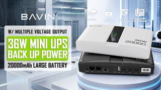 BAVIN PC1238 Portable 18W/36W 20000mAh UPS Uninterrupted Backup Powerbank for PoE Sensor,Router,CCTV