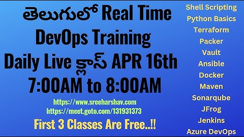 (తెలుగులో)New DevOps & Python Daily Training APR 16th 7AM to 8AM -Terraform-Docker-Jenkins-ADO