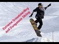 Extreme Dangerous Snowboarding vs Free Style Skiing: Epic Mountain Skiing.