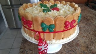 Tiramisu Cake with Christmas Decorations (easy no bake cake made from scratch)