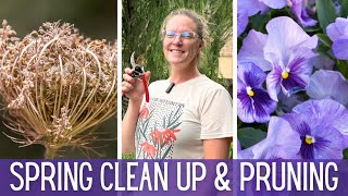 Spring Garden Clean Up & Pruning 🌷 || Garden Bed Clean Up & Maintenance