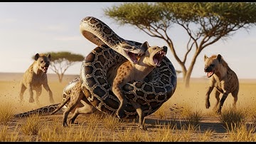 Giant Python Ambushes Hyena Pack ‼️ Then Alpha Hyena Fights Back