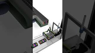 Simple Pneumatic Application for Pick and Place Bottle Packaging Line to Box. #mechanism #3d