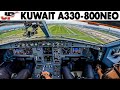Kuwait A330NEO Cockpit to Bangkok  diversion & overweight landing