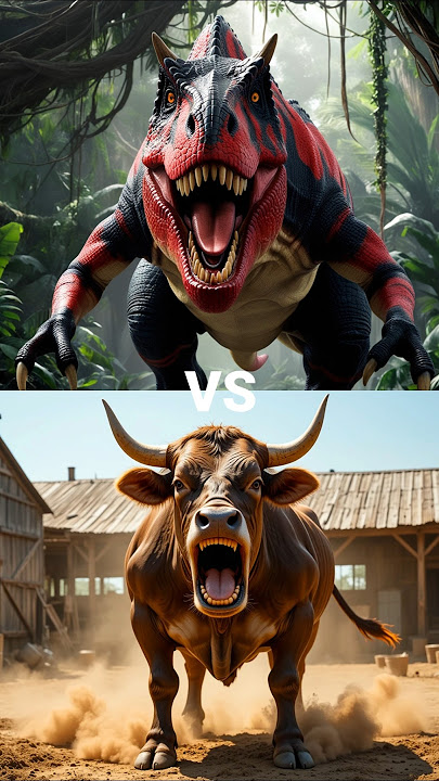 T-rex Dinosaur vs Cow (crocodile, gorilla, werewolf, hellgiant) #trex #dinosaur #cow