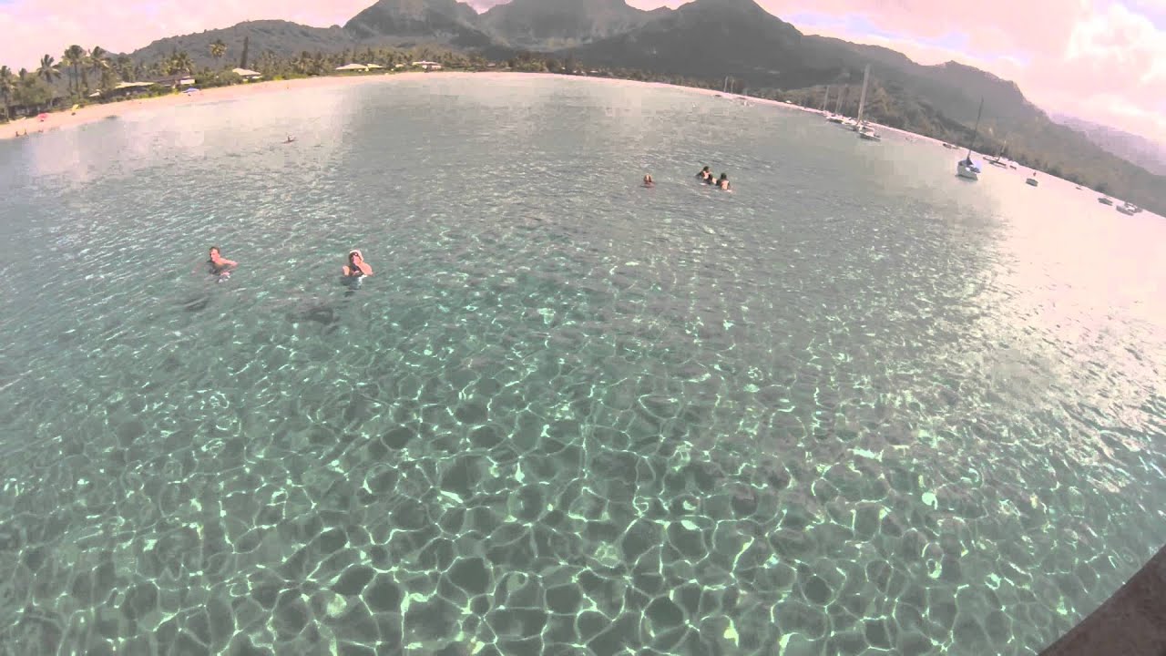 Cannon balling off the pier at Hanalei Bay, 
