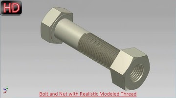 Bolt and Nut with Realistic Modeled Thread (Video Tutorial) Autodesk Inventor