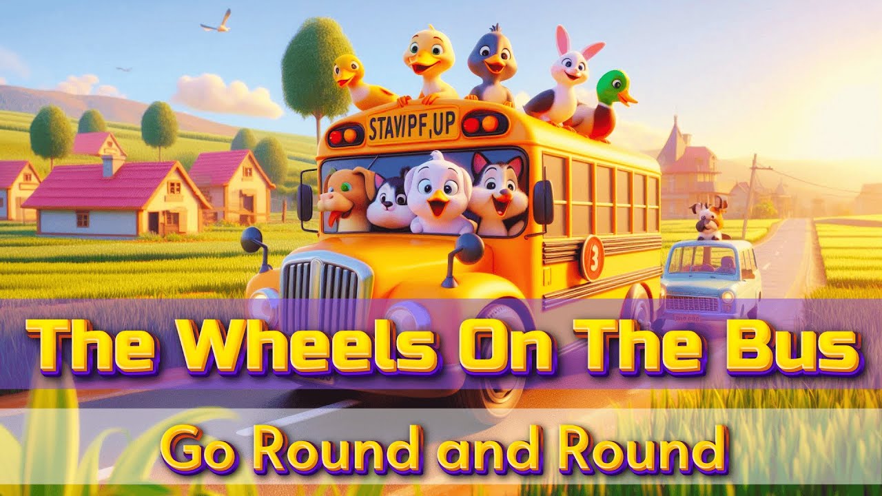 The Wheels on the Bus Go Round and Round Fun Nursery Rhyme Music Video ...