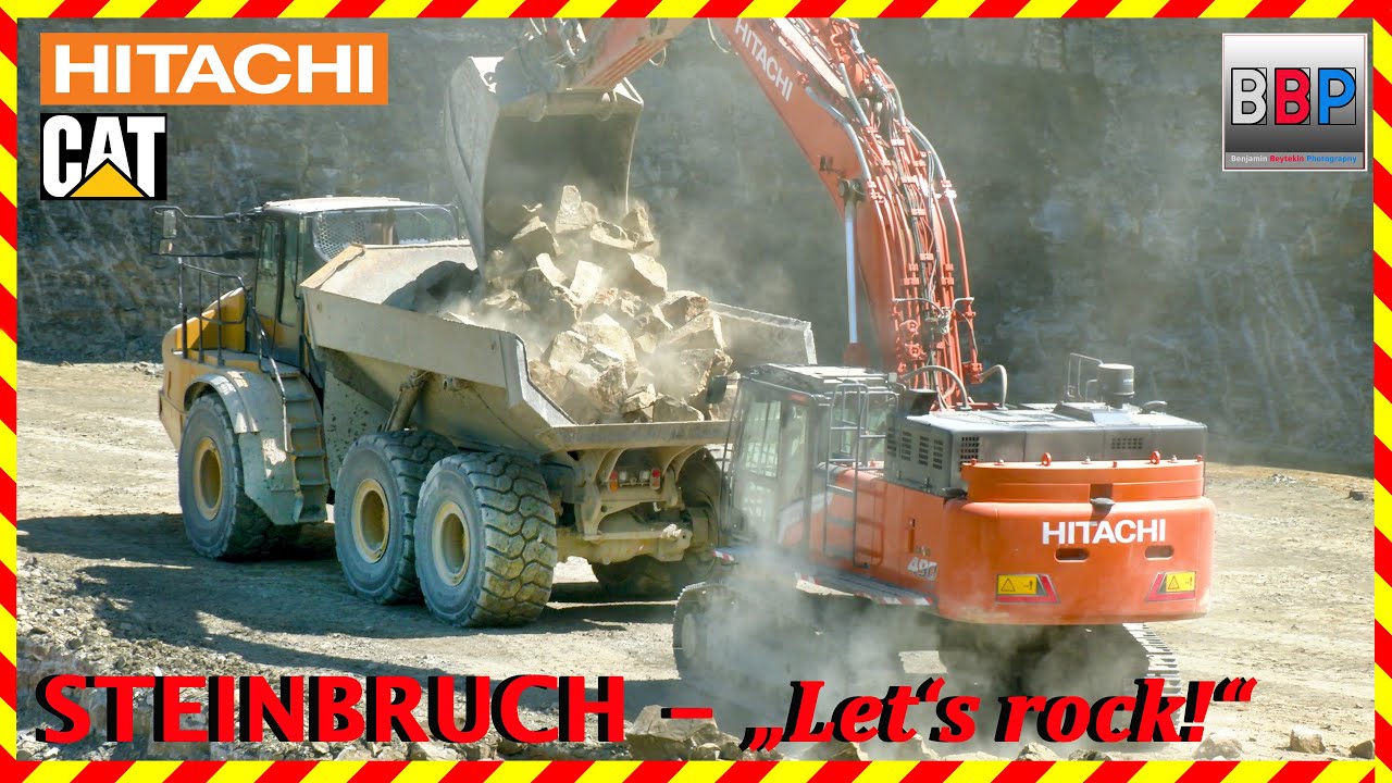 Kotasei 😎 HITACHI ZX490-7 & 2x CAT 740 GC - Steinbruch, 2025. - YouTube