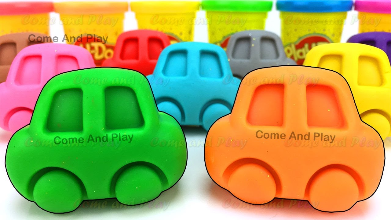 Learn Colors with Play Doh Cars and Molds with Surprise Toys YouTube