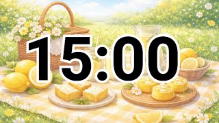 15-Minute Lemon Picnic Timer – Soft Pastel Spring Countdown 🍋 screenshot 5