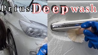 【水垢がひどすぎる】30プリウスを泡洗車からの細部洗浄してみた!  Prius Detail Wash