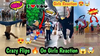 Tik Tok Stunts On Public Reaction 🤯 || Flips In Public Girls reaction 😍 #flip#publicreaction #stunts