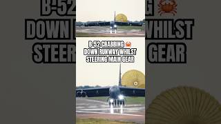 B-52 Crabbing 🦀 Landing Rollout With Chute Popped 🪂 #shorts #aviation #militaryaircraft #fyp