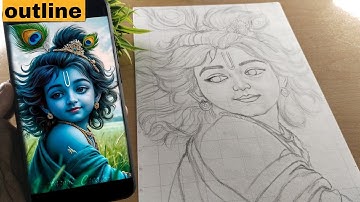 Shree Krishna Drawing | Step By Step (Outline Tutorial)