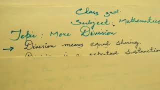Class 3rd (mathematics) (more division) part 1