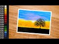 Simple Oil Pastel Sunset Nature Scenery Painting Tutorial for beginners | Oil Pastel Drawing | 