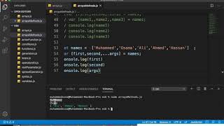 38   JavaScript ES6 | Array destructuring   Rest operator & Default values & Swapping &Parsing retur