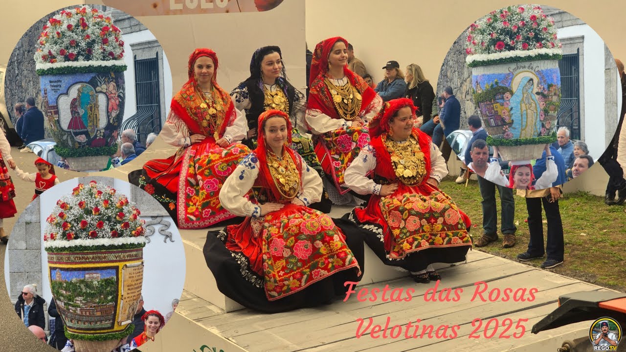FESTA DAS ROSA VELOTINAS 2025, VILA FRANCA DO LIMA DESFILE DOS  CESTOS DECORADOS COM PETALAS FLORAIS