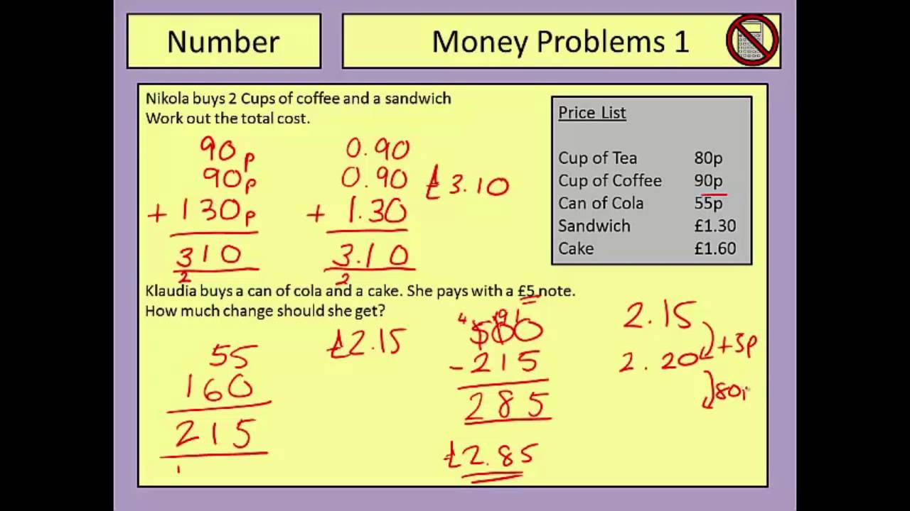 money problem solving grade 5