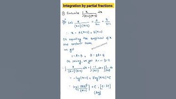 Integration by partial fractions solved example 1 #shorts