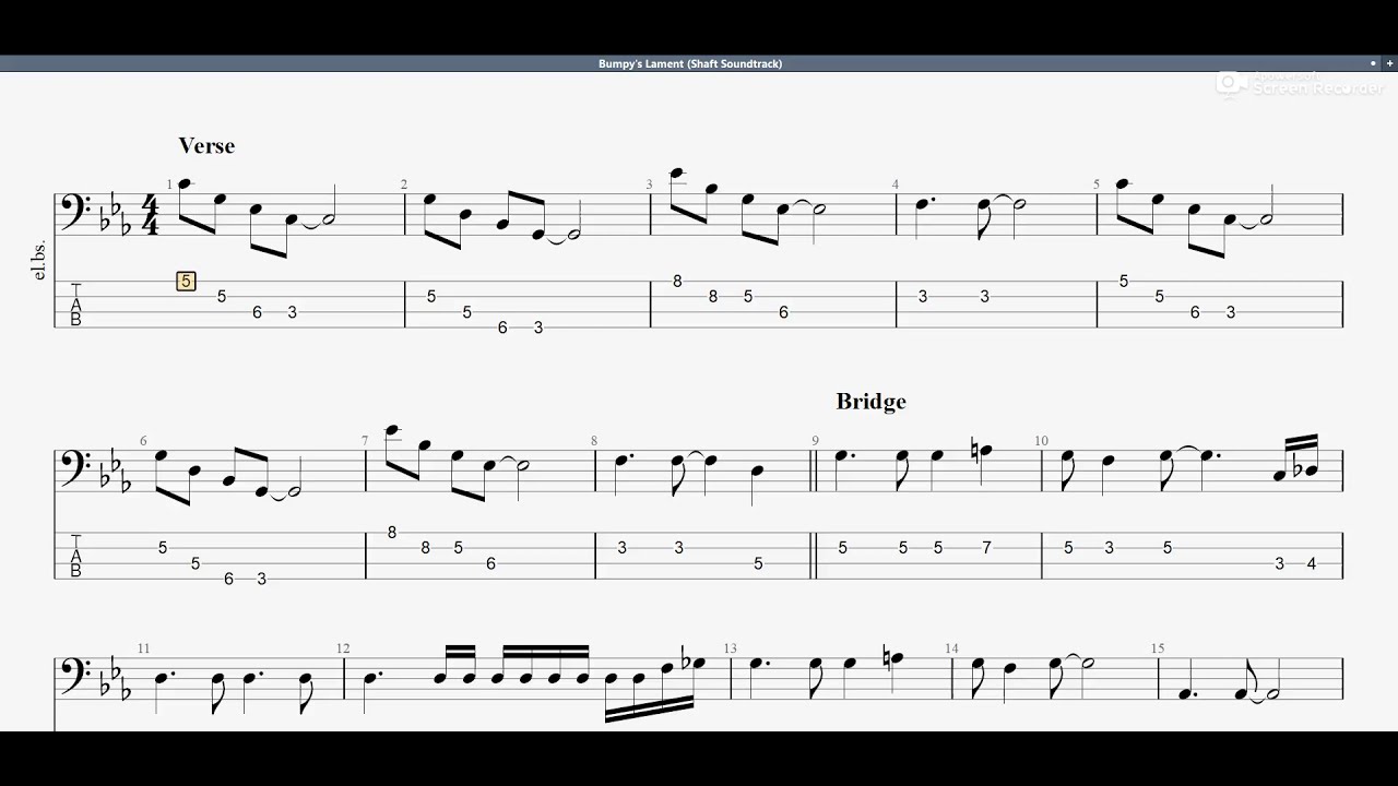 Isaac Hayes - Bumpy's Lament (Shaft Soundtrack) (bass tab) - YouTube