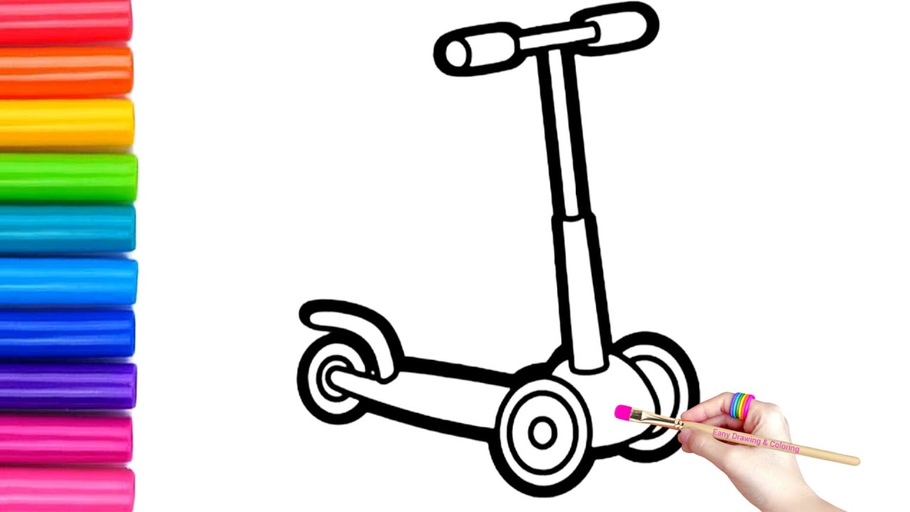Beautiful Scooter Drawing,Painting and Coloring for Kids & Toddlers|How to Draw Beautiful Scooter