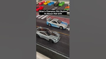 2 fast 2 furious R34 Skyline Vs Nissan R35 GTR 🔥🔥🔥 #hotwheels #r34gtr #fastandfurious #r35