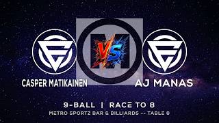 CASPER MATIKAINEN vs AJ MANAS - METRO SPORTZ BAR & BILLIARDS - TABLE 6 | EvoSports