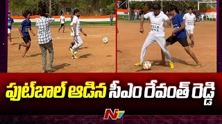 CM Revanth Reddy Plays Football With Students | Hyderabad | NTV