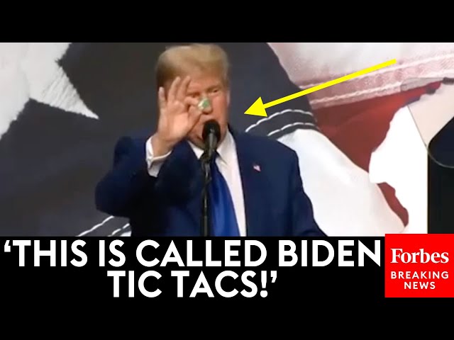 Trump Makes Crowd Laugh Holding Up 'Biden Tic Tacs' To Illustrate Inflation Woes class=