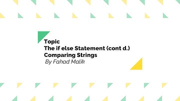Chapter 3, If else Statement & Comparing Strings in Python , By Fahad Malik