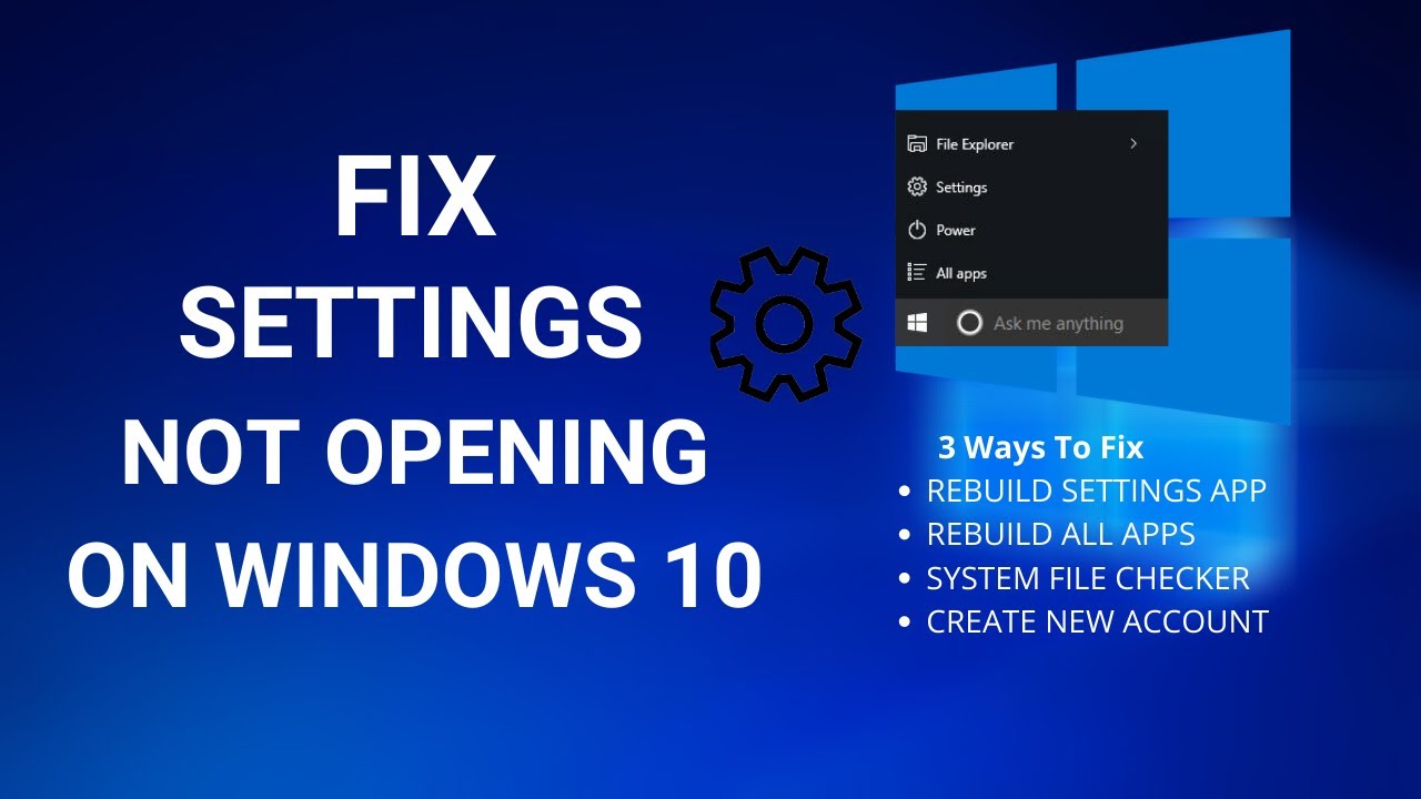 Fix Settings Not Opening In Windows 10 3 Easy Ways YouTube
