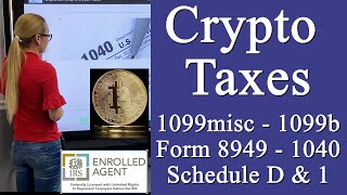 Crypto taxes, 8949, 1099b, 1040, Schedule D, 1099misc, schedule 1, Cryptocurrency Tax forms