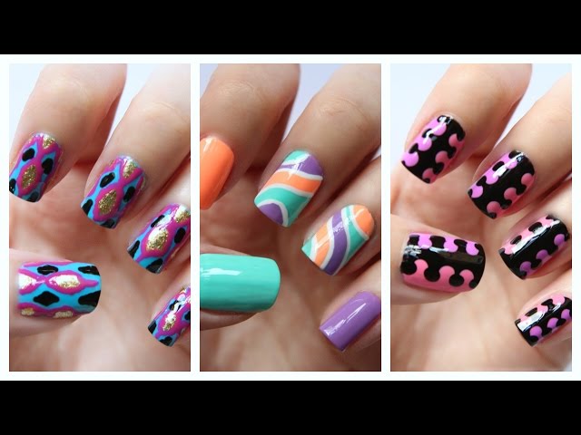 10 Easy Nail Art Designs Using HOUSEHOLD ITEMS! - YouTube