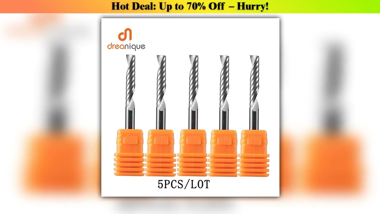 Review Dreanique 5pcs/lots 1 Flute Spiral End Mill CNC Advertisement Engraving Bit for woodworking•