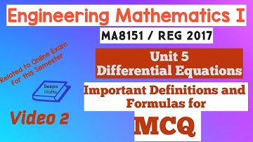 MCQ - Engg Maths 1 - Unit 5 Differential Equations