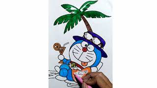 Menggambar Dan Mewarnai Doraemon Main Di Pantai Doraemon Drawing Coloring