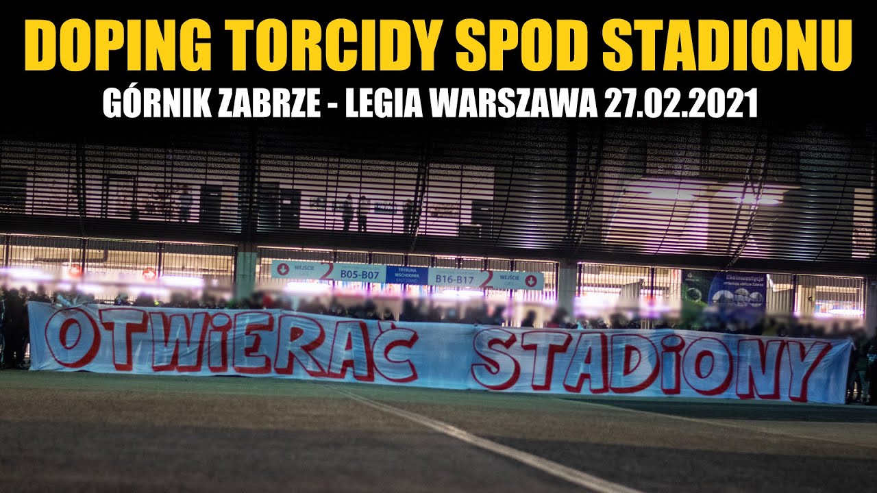 ⁣Doping spod stadionu kibiców Górnika Zabrze podczas meczu z Legią Warszawa 27.02.2021
