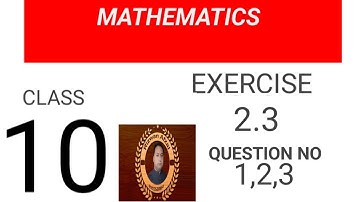 MATHEMATICS CLASS 10 UNIT NO 2 THEORY OF QUADRATIC EQUATIONS EXERCISE 2.3 QUESTION 1,2,3