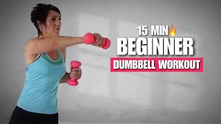 15 Min Full Body Beginner Workout with Dumbbells | Tone & Strengthen