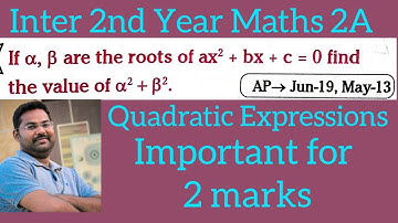 Quadratic Expressions||Inter 2nd Year Maths 2A|| in telugu@maths naresh eclass