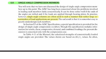 Chapter 6 || sec(6.8) single angle compression members