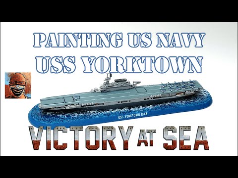 Painting US Navy USS Yorktown. Victory at Sea