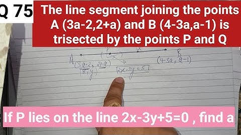 The line segment joining the points A (3a-2,2+a) and B (4-3a,a-1) is trisected by the points P and Q