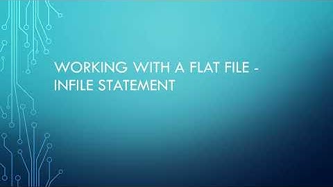 Working with a Flat File - Infile Statement in SAS