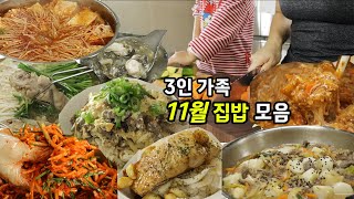11월 제철 집밥 모음🍱 👨‍👩‍👧 3인 가족 현실 밥상 브이로그 | 필수 저장 레시피들⭐️
